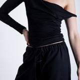 Jill One Sleeve Top - Black (PO)