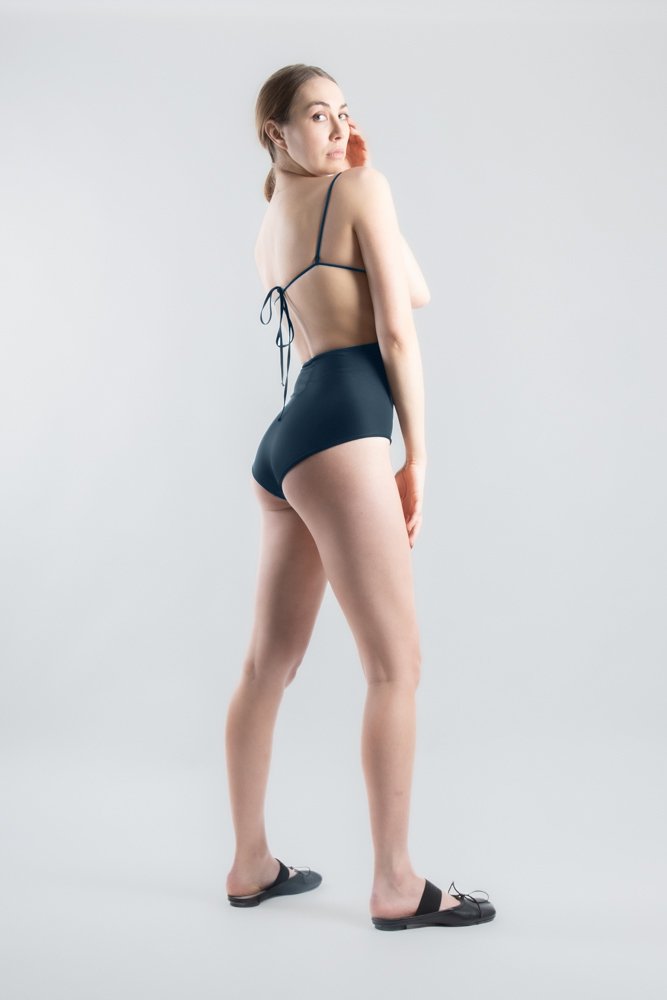 Jill Twist One-piece Swimsuit - Gunmetal (PO)