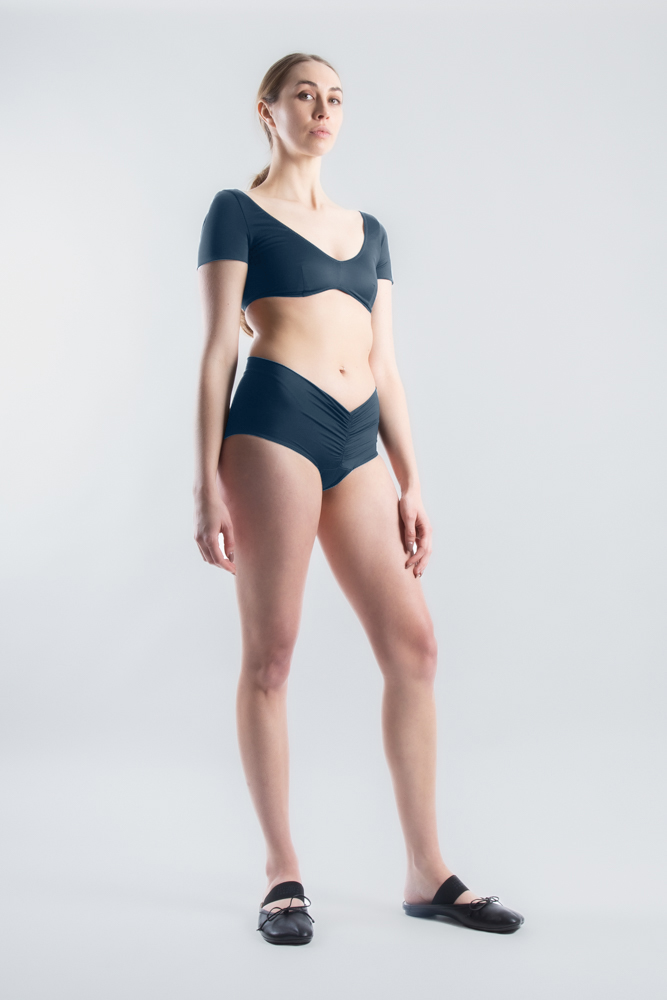 Mini Geraldine Swim Top - Gunmetal (PO)