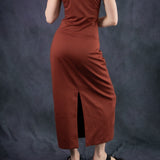 Mini Oval Maxi Dress - Burnt Ochre (PO)