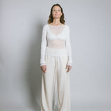 Longline Silk Mesh Tee - White (PO)