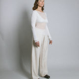 Longline Silk Mesh Tee - White (PO)