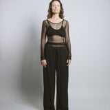 Longline Silk Mesh Tee - Black (PO)