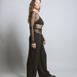 Longline Silk Mesh Tee - Black (PO)