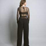 Longline Silk Mesh Tee - Black (PO)