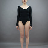 Long Sleeved Office Bodysuit - Organic cotton stretch - Black (PO)