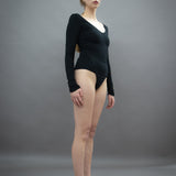 Long Sleeved Office Bodysuit - Organic cotton stretch - Black (PO)