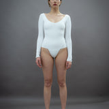 Long Sleeved Office Bodysuit - Organic cotton stretch - Off-white (PO)