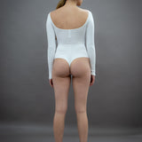 Long Sleeved Office Bodysuit - Organic cotton stretch - Off-white (PO)