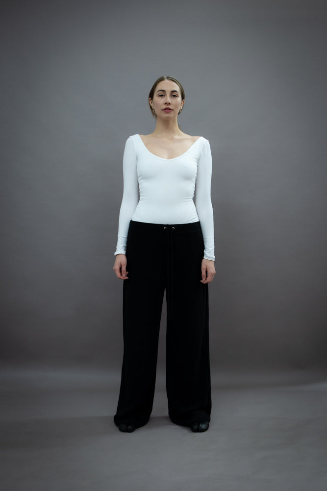 Long Sleeved Office Bodysuit - Organic cotton stretch - Off-white (PO)